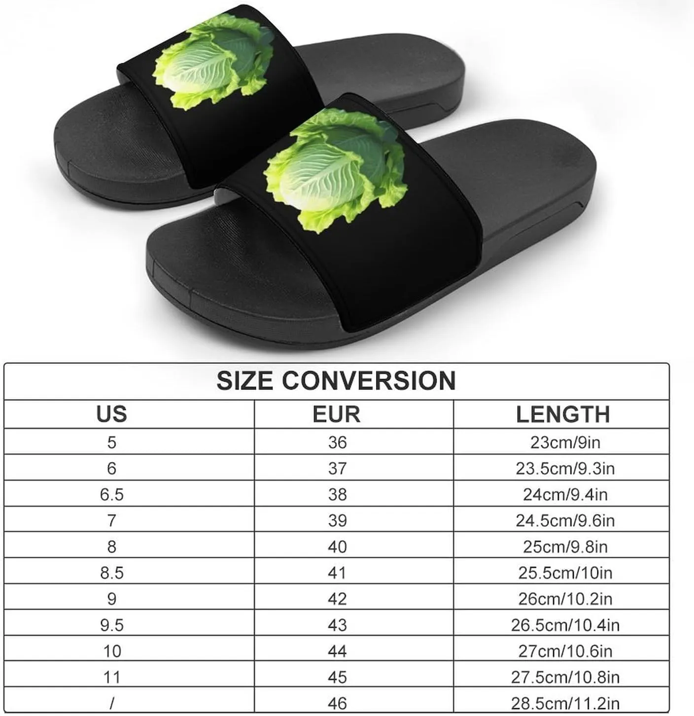 Cabbage Open Toe Slippers for Women and Men Non Slip Shower Slides Sandals Home Slippers