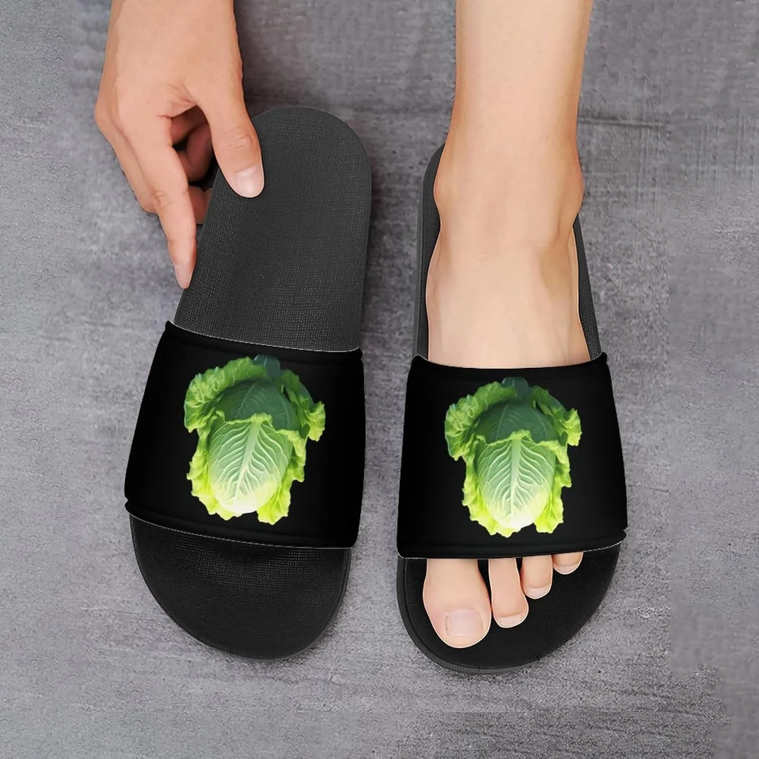 Cabbage Open Toe Slippers for Women and Men Non Slip Shower Slides Sandals Home Slippers