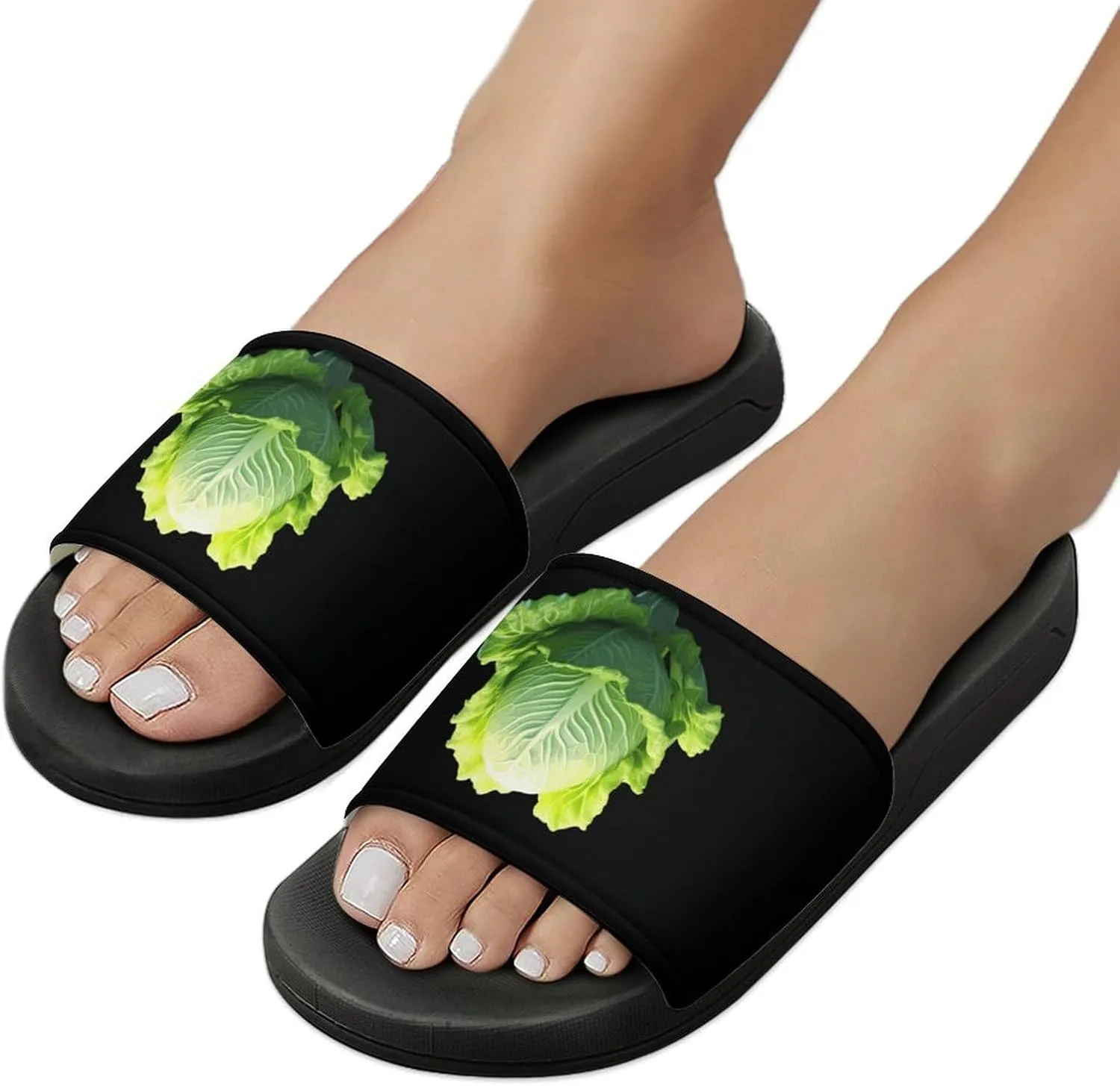 Cabbage Open Toe Slippers for Women and Men Non Slip Shower Slides Sandals Home Slippers