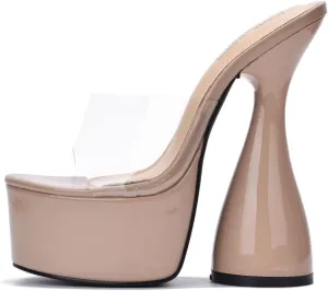 Cape Robbin Inji Clear Round Toe Platform High Heels (Inji)
