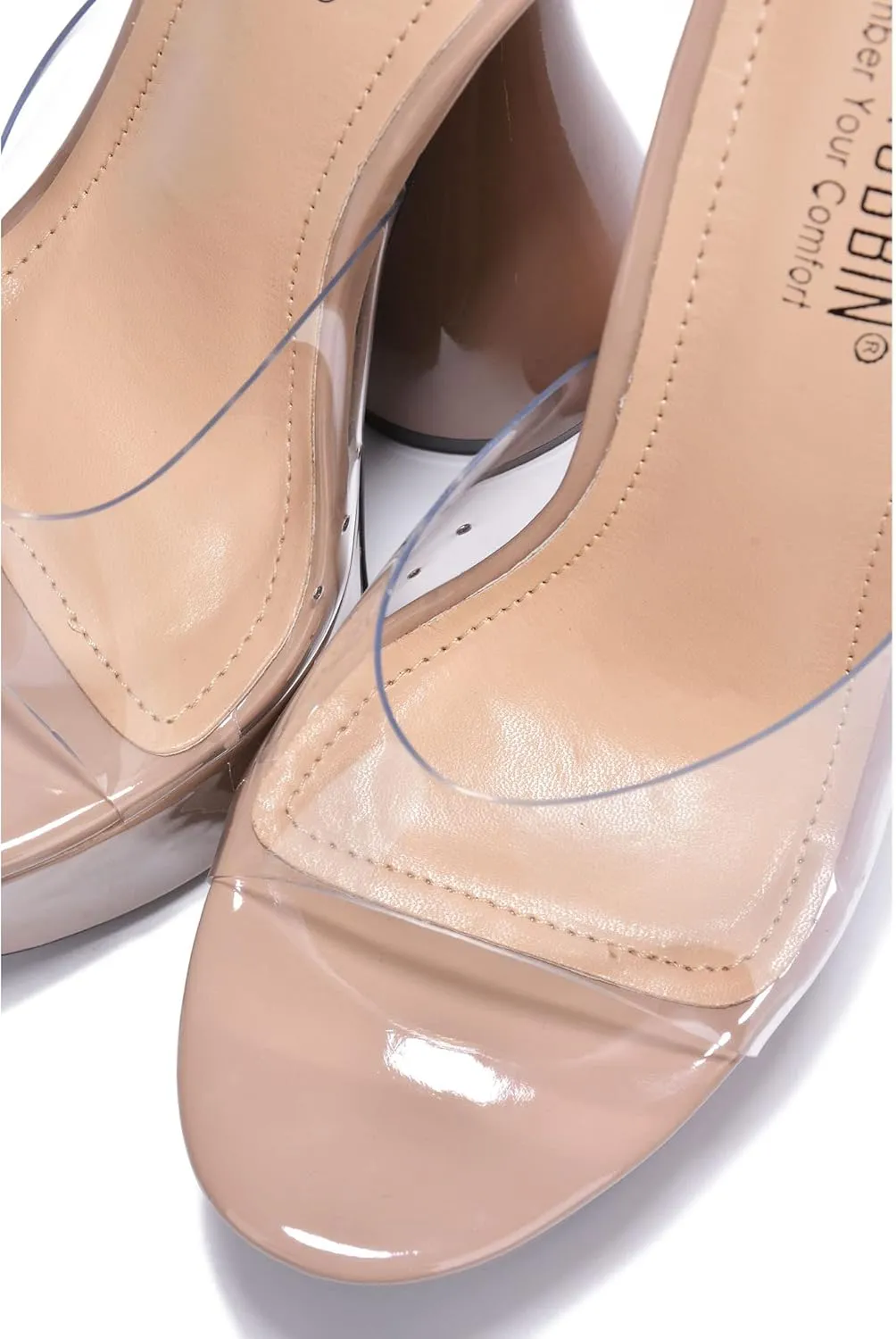 Cape Robbin Inji Clear Round Toe Platform High Heels (Inji)