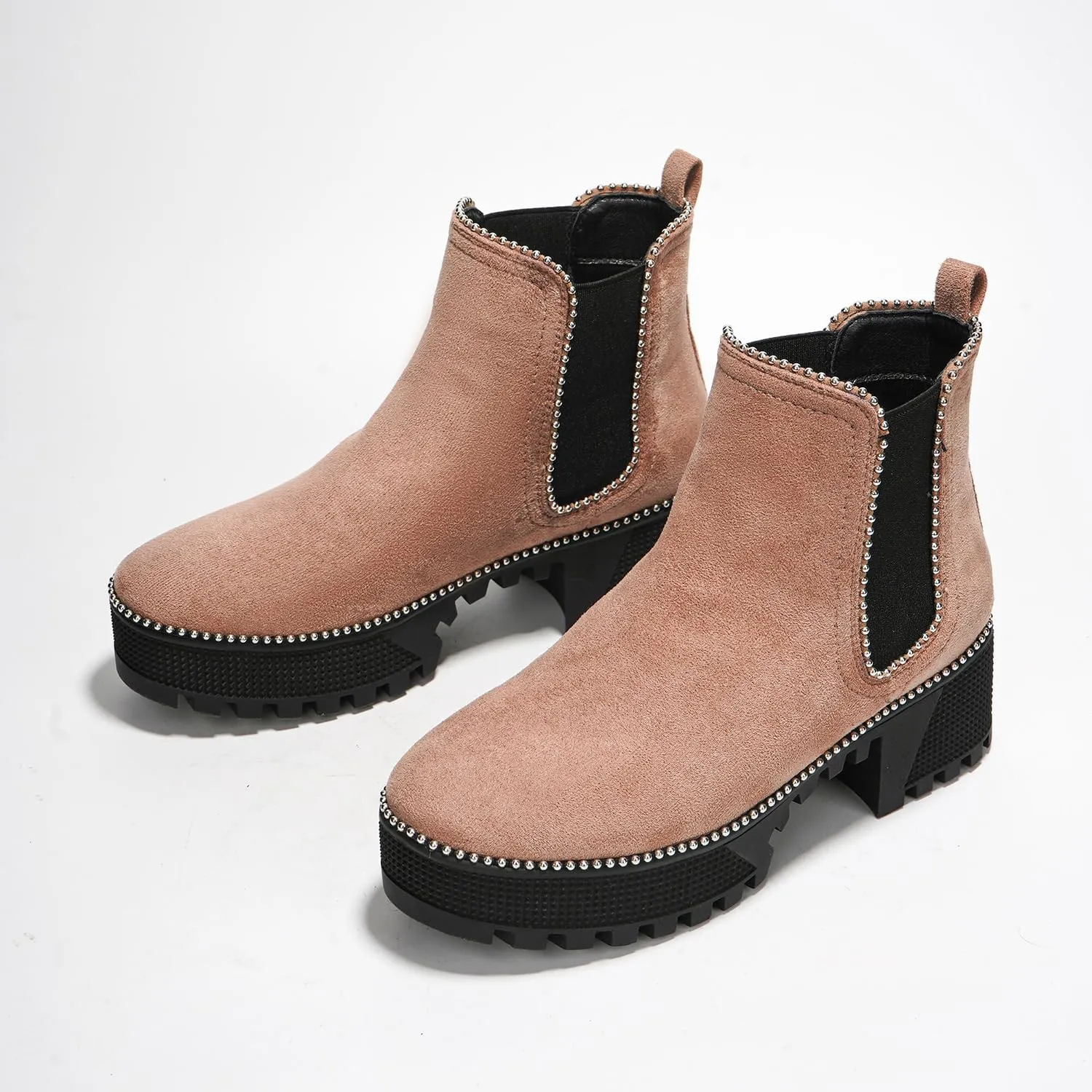 Cape Robbin Women's Platform Combat Ankle Boots - Studded Motorcycle Goth Boots with Spiky Design - Chunky Heel Lace-Up Style (Spiky)