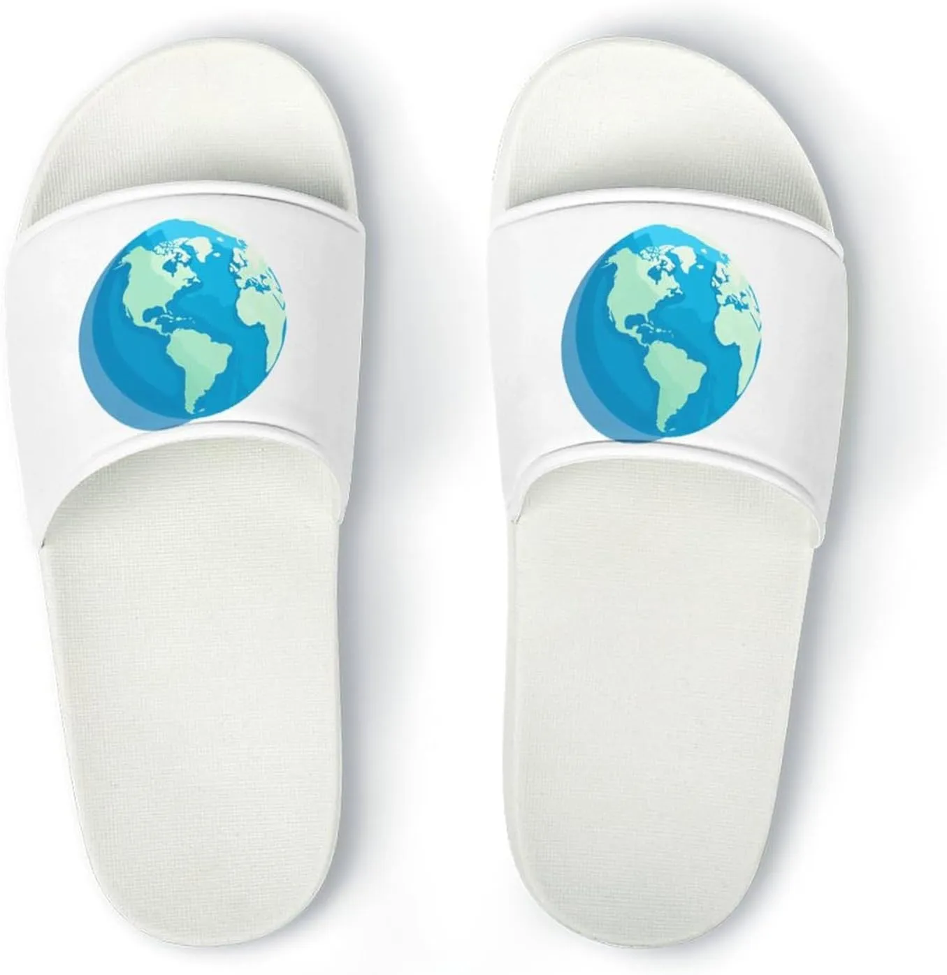Cartoon Earth Open Toe Slippers for Women And Men Non Slip Shower Slippers Home Slippers