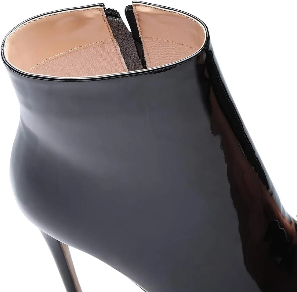 Castamere Womens High Heel Ankle Boots Pointed Toe Slip-on Stiletto Boot with Zipper 12CM Heels