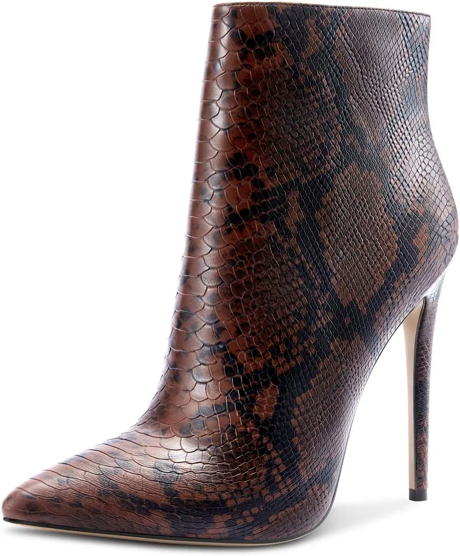 Castamere Womens High Heel Ankle Boots Pointed Toe Slip-on Stiletto Boot with Zipper 12CM Heels