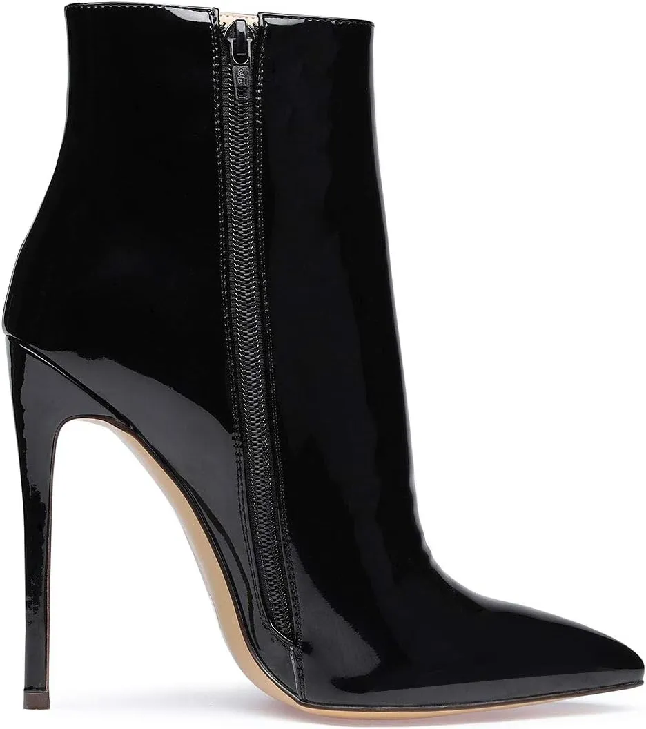 Castamere Womens High Heel Ankle Boots Pointed Toe Slip-on Stiletto Boot with Zipper 12CM Heels