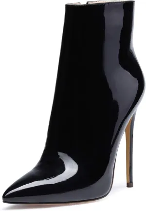Castamere Womens High Heel Ankle Boots Pointed Toe Slip-on Stiletto Boot with Zipper 12CM Heels