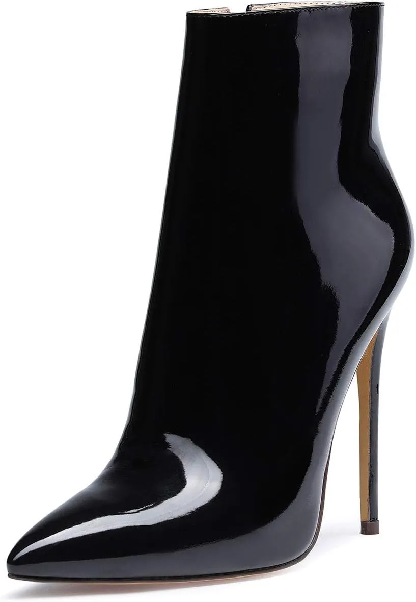 Castamere Womens High Heel Ankle Boots Pointed Toe Slip-on Stiletto Boot with Zipper 12CM Heels