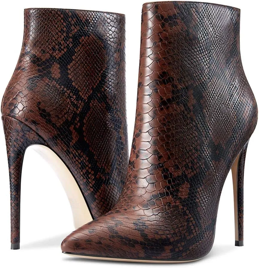 Castamere Womens High Heel Ankle Boots Pointed Toe Slip-on Stiletto Boot with Zipper 12CM Heels