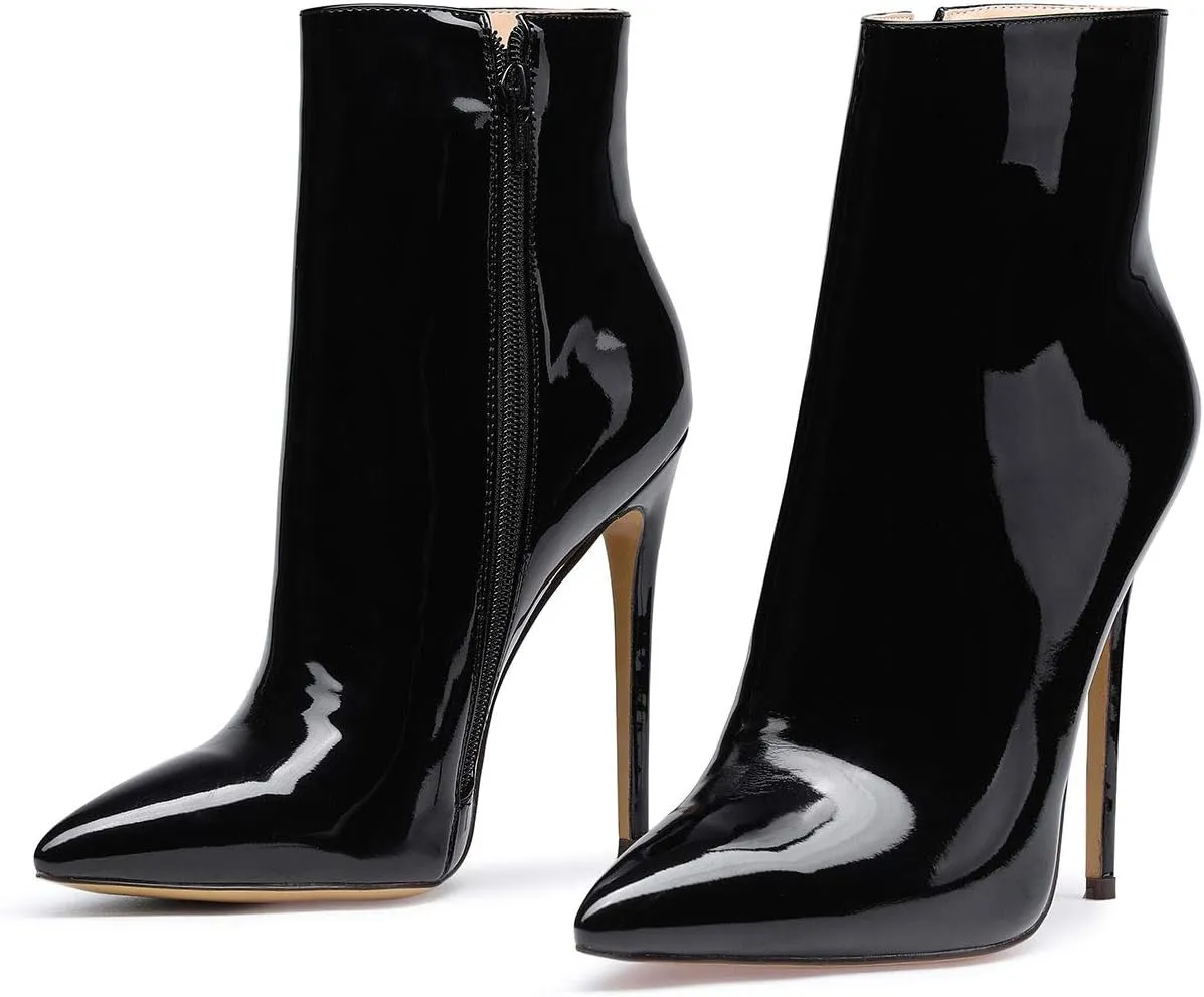 Castamere Womens High Heel Ankle Boots Pointed Toe Slip-on Stiletto Boot with Zipper 12CM Heels