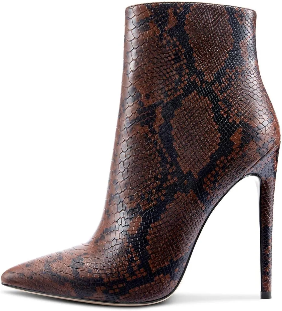 Castamere Womens High Heel Ankle Boots Pointed Toe Slip-on Stiletto Boot with Zipper 12CM Heels