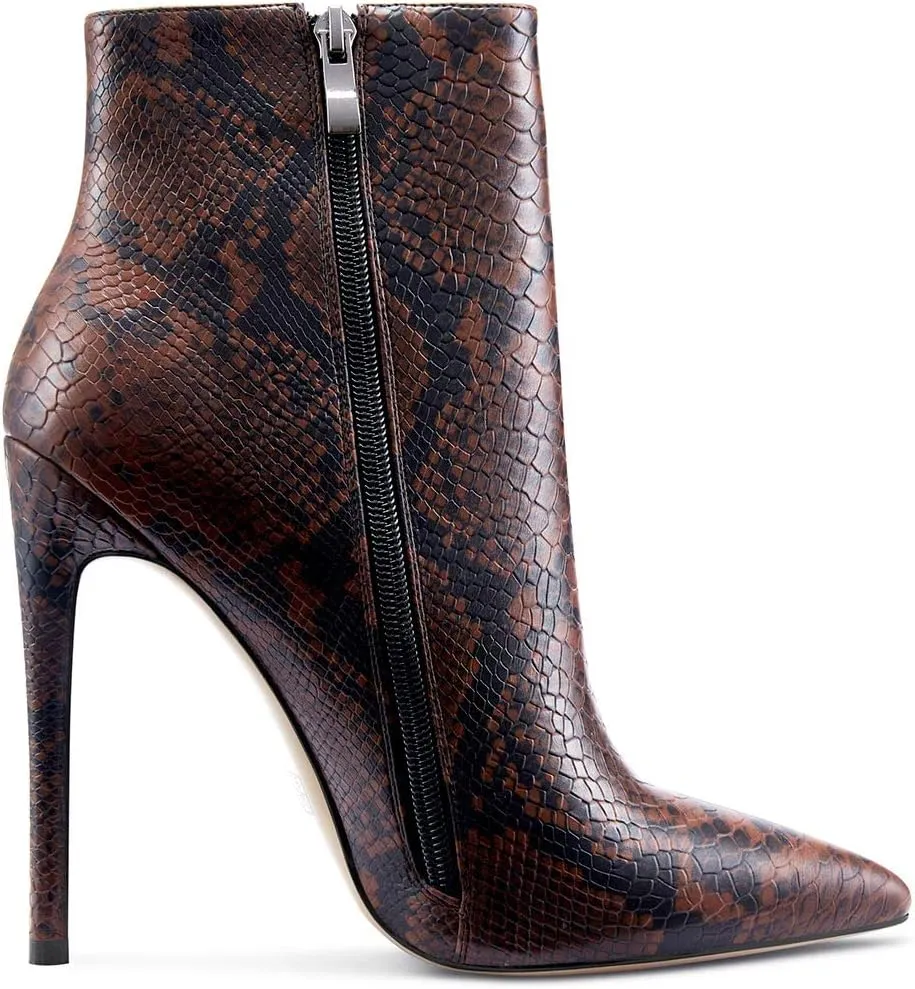 Castamere Womens High Heel Ankle Boots Pointed Toe Slip-on Stiletto Boot with Zipper 12CM Heels