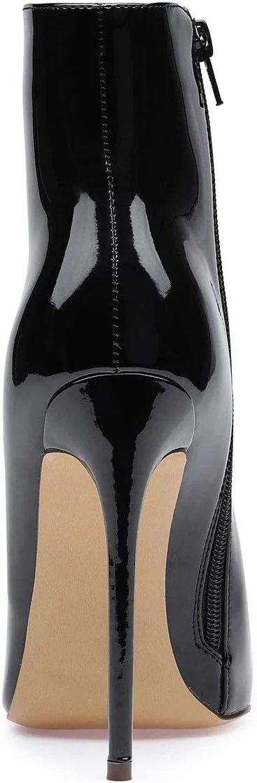 Castamere Womens High Heel Ankle Boots Pointed Toe Slip-on Stiletto Boot with Zipper 12CM Heels