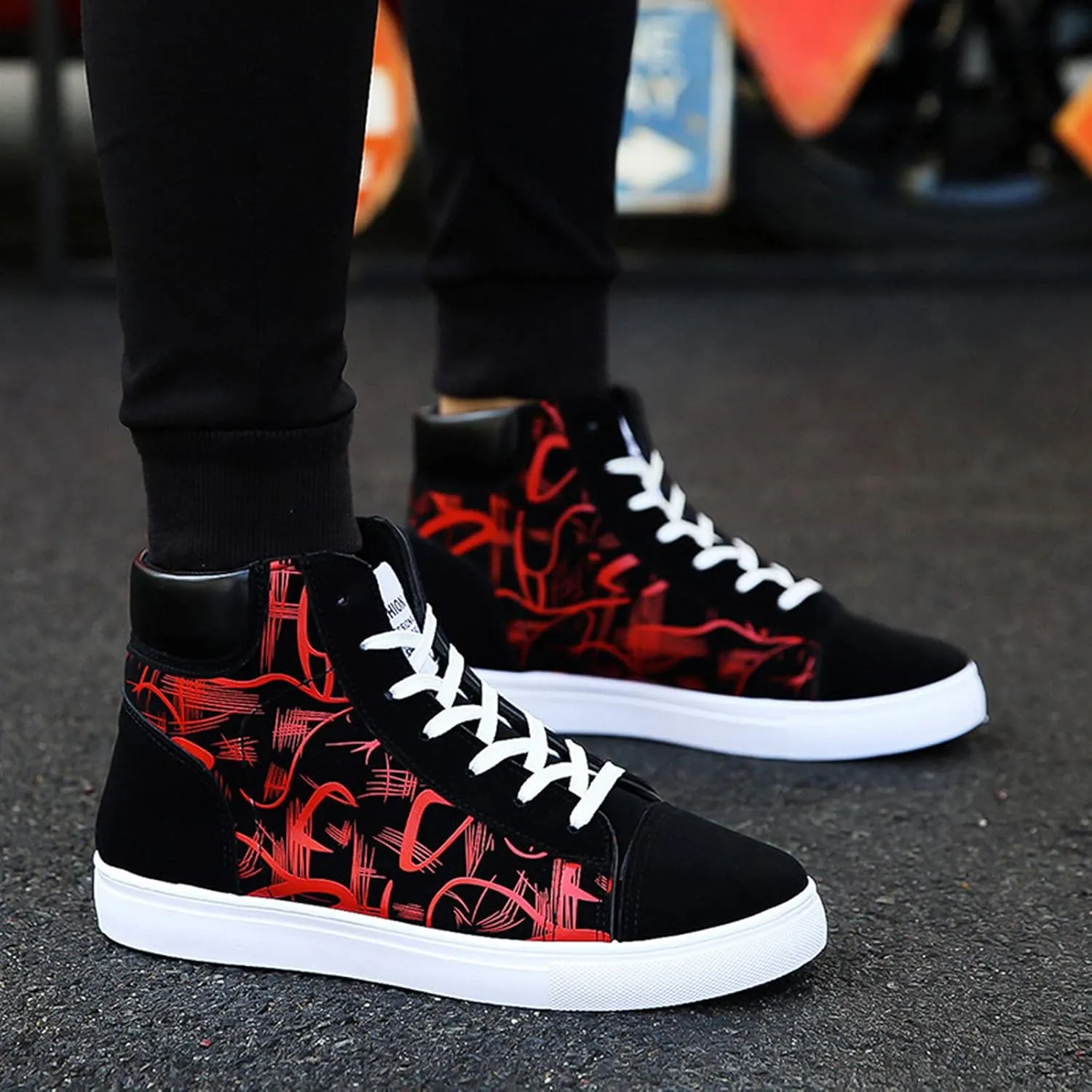 Casual Sneaker Shoes for Men Men's Canvas Flat High-top Fashion Casual Comfortable Shoes Men Classic Leather Sneaker