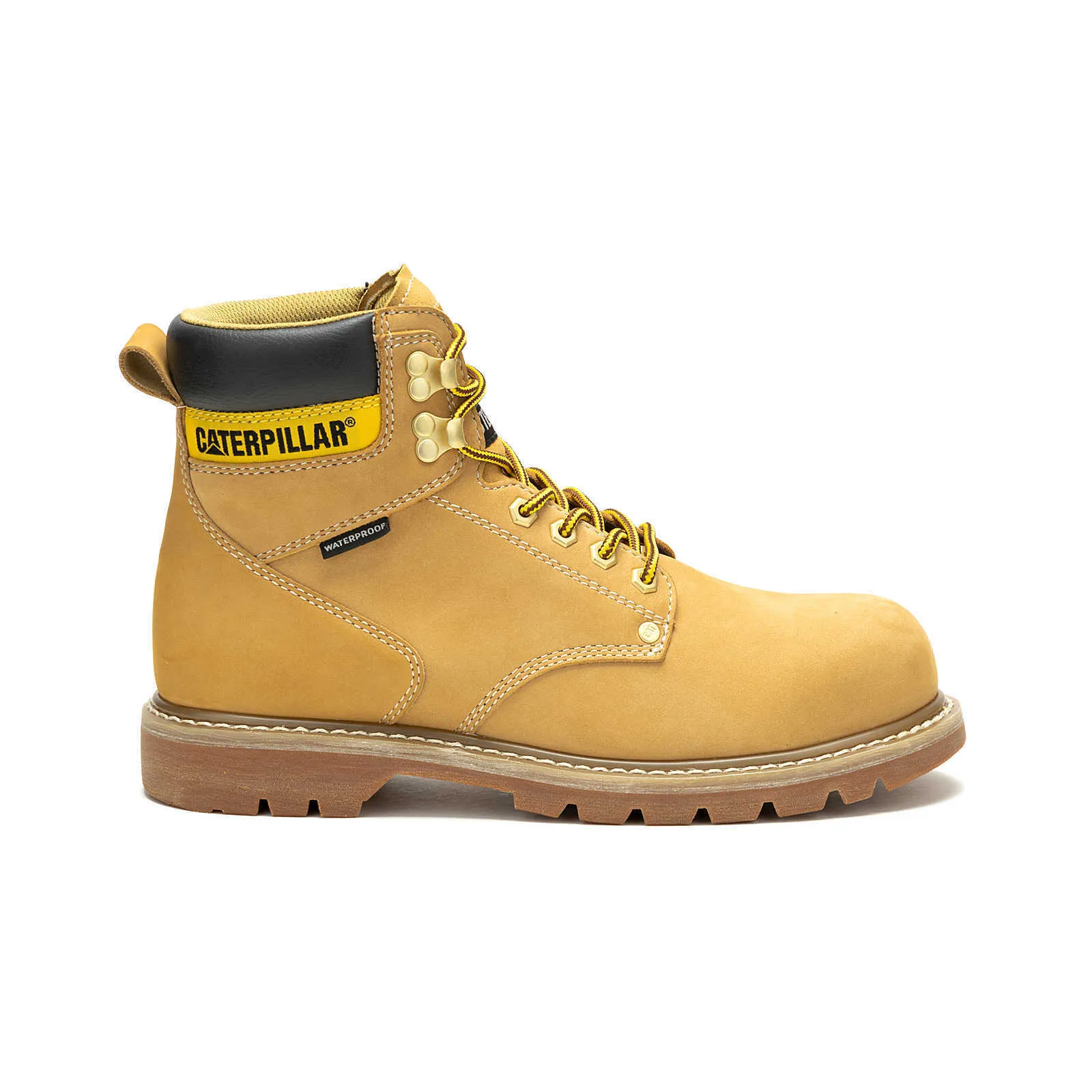 Caterpillar Men's Second Shift Waterproof Steel Toe Work Boot Black | Honey Reset