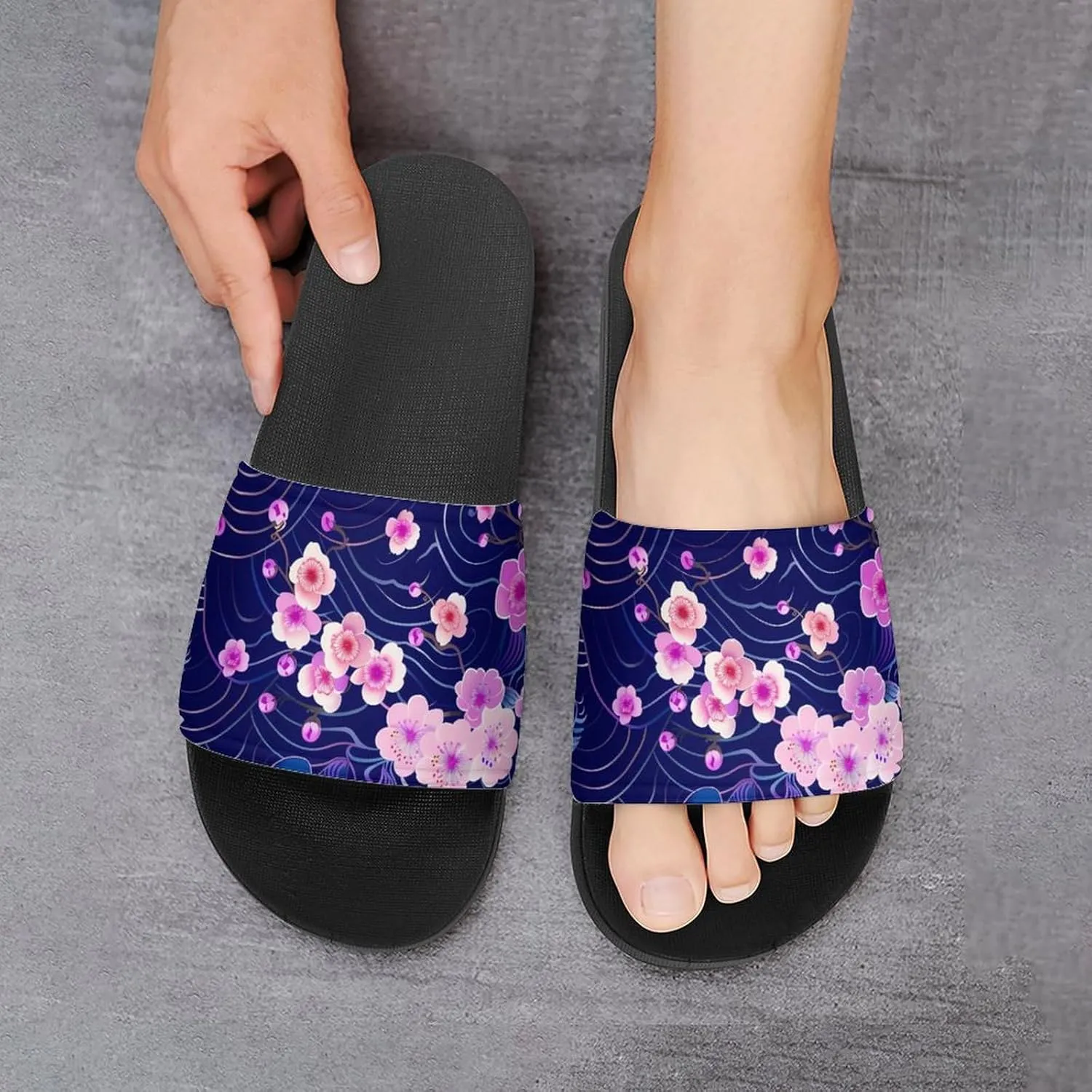 Cherry Blossoms Japanese Waves Fashion Womens And Mens Slippers House Shower Shoes Indoor Outdoor Beach