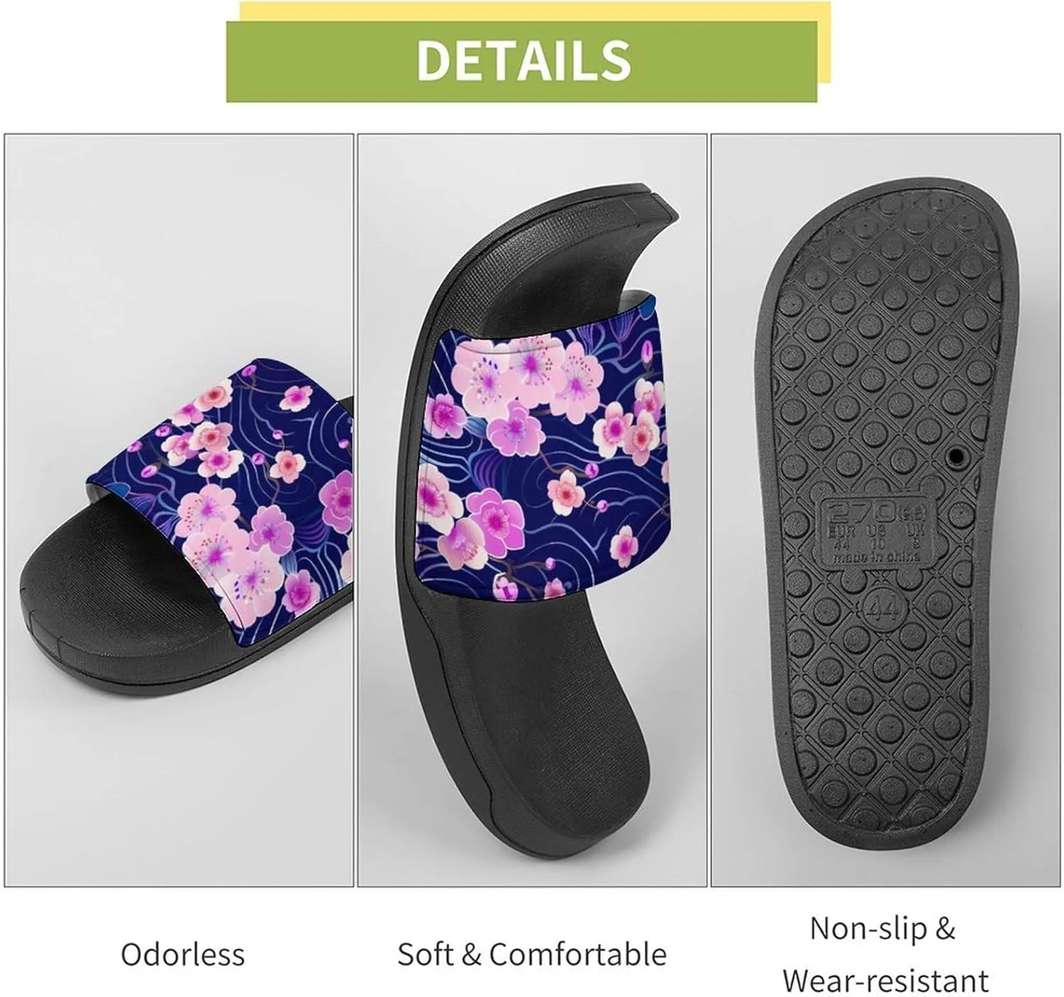 Cherry Blossoms Japanese Waves Fashion Womens And Mens Slippers House Shower Shoes Indoor Outdoor Beach