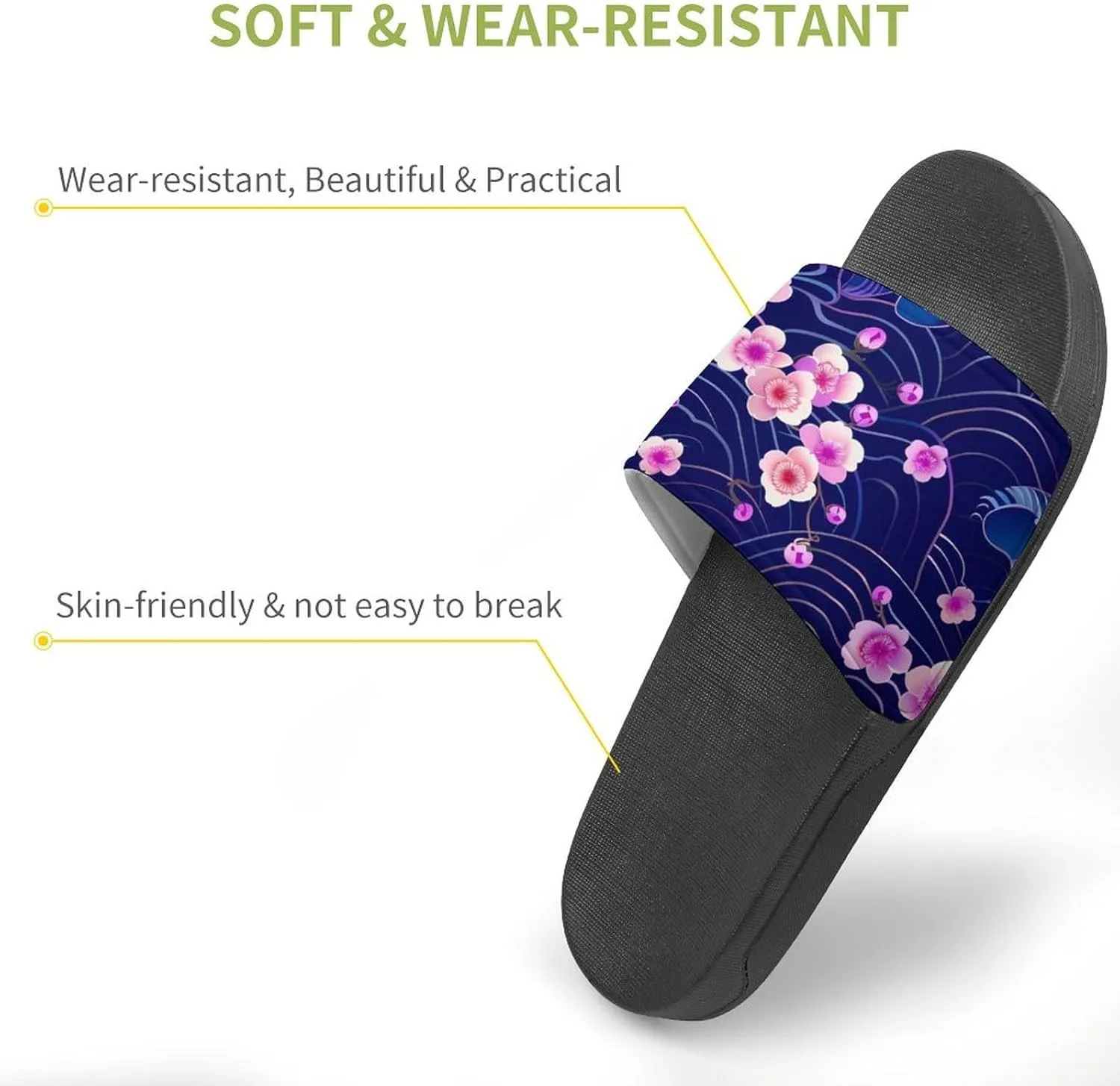 Cherry Blossoms Japanese Waves Fashion Womens And Mens Slippers House Shower Shoes Indoor Outdoor Beach