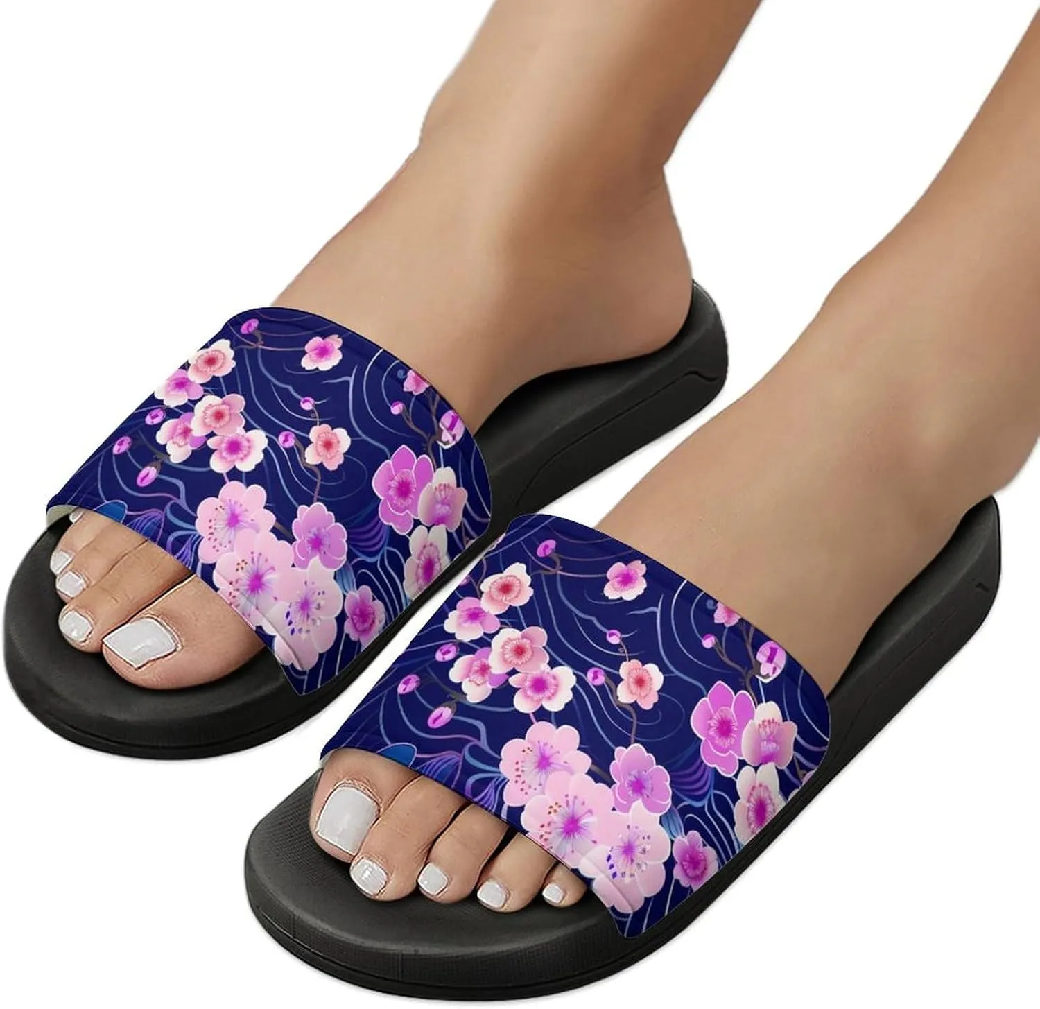 Cherry Blossoms Japanese Waves Fashion Womens And Mens Slippers House Shower Shoes Indoor Outdoor Beach