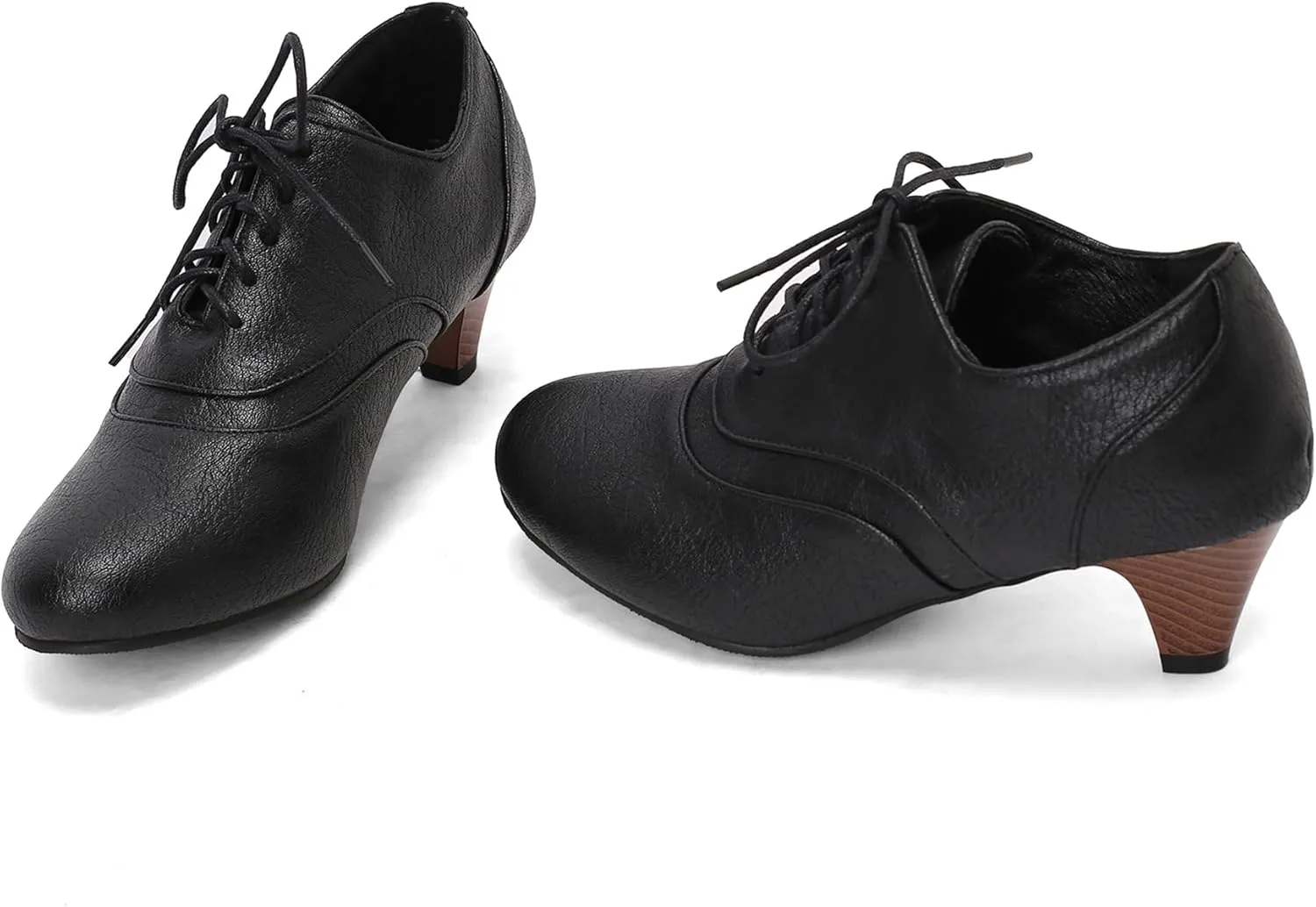 Classic Cone Heel Round Toe Lace Up Women Court Shoes