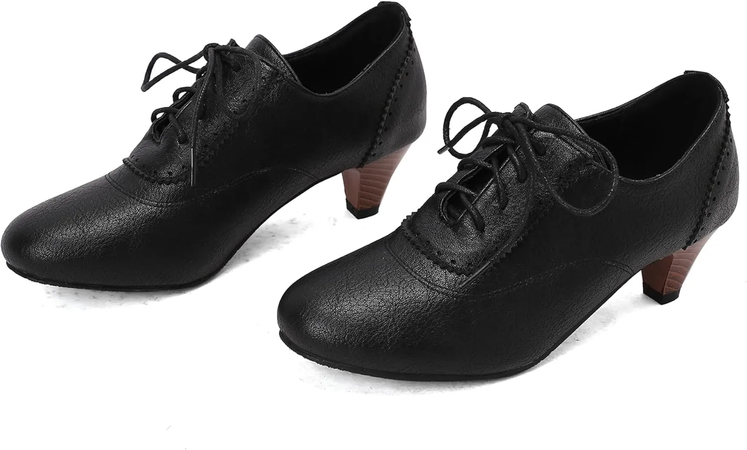 Classic Cone Heel Round Toe Lace Up Women Court Shoes