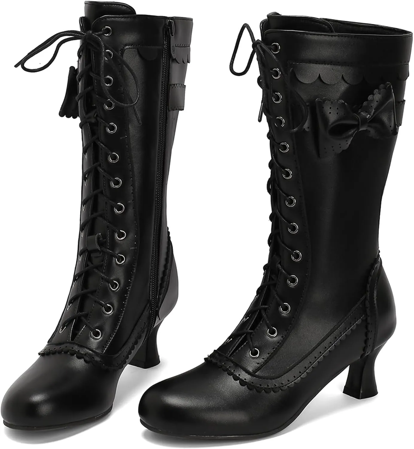 Classic Mid Kitten Heel Round Toe Women Mid Calf Boots