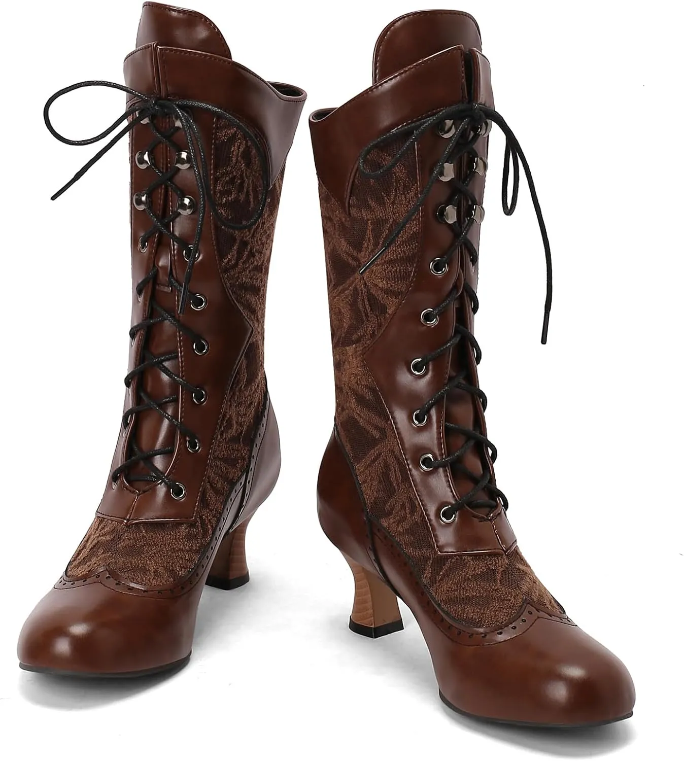 Classic Mid Kitten Heel Round Toe Women Mid Calf Boots