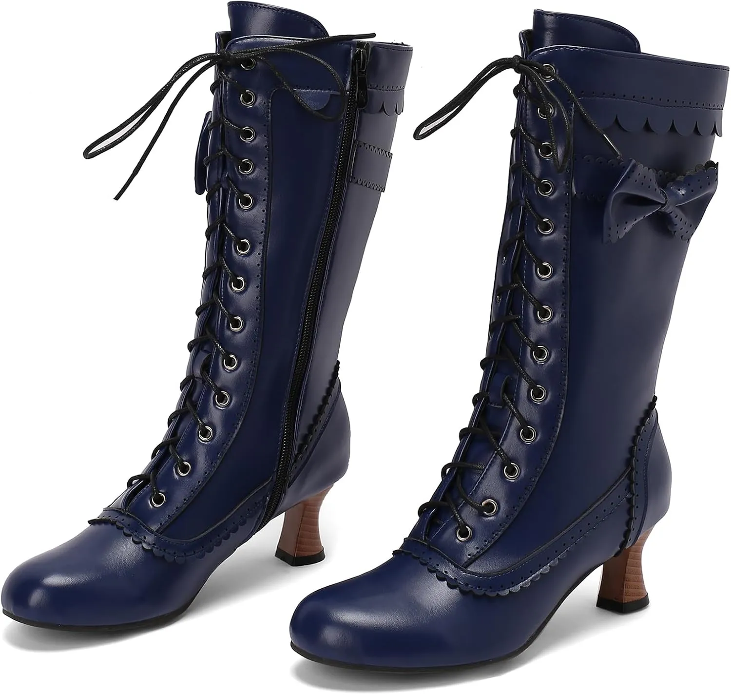 Classic Mid Kitten Heel Round Toe Women Mid Calf Boots