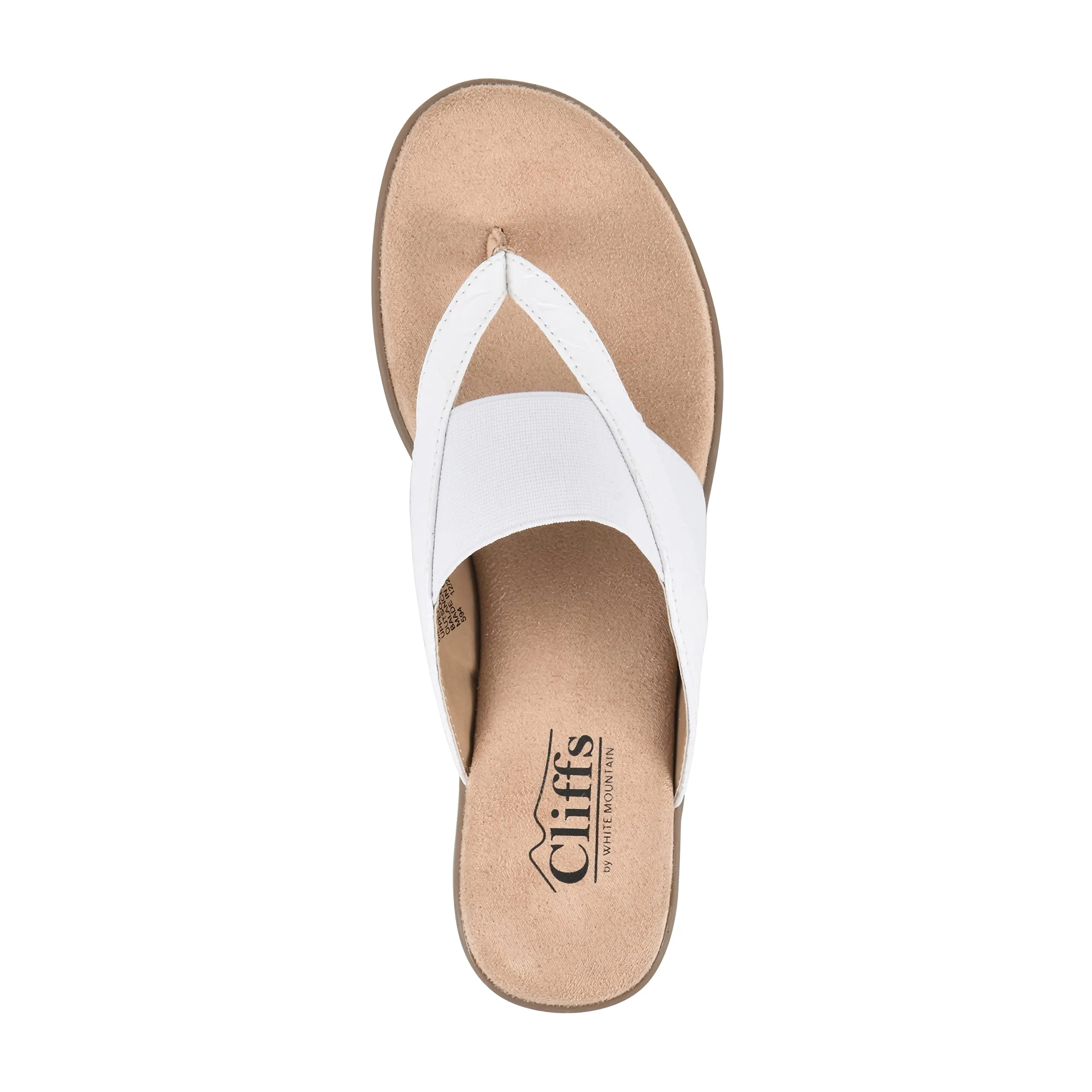 CLIFFS BY WHITE MOUNTAIN Bumble Women's Thong Sandal, White/Snake/Patent, 9 M