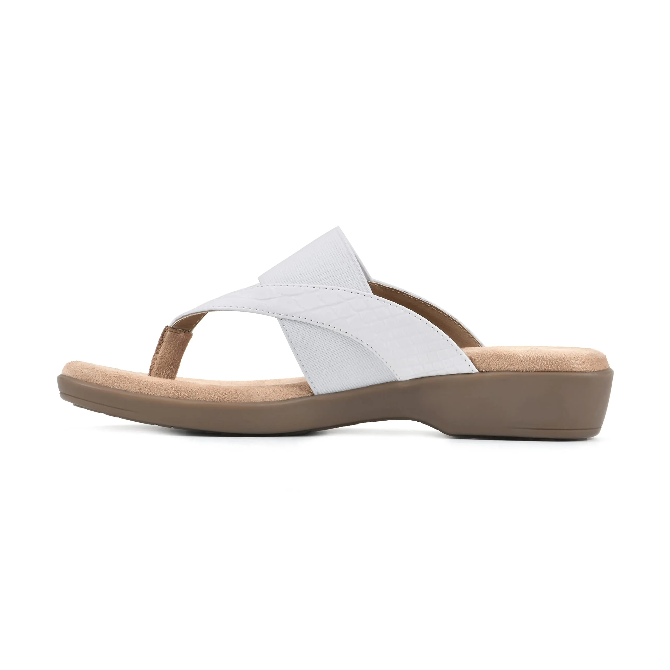 CLIFFS BY WHITE MOUNTAIN Bumble Women's Thong Sandal, White/Snake/Patent, 9 M