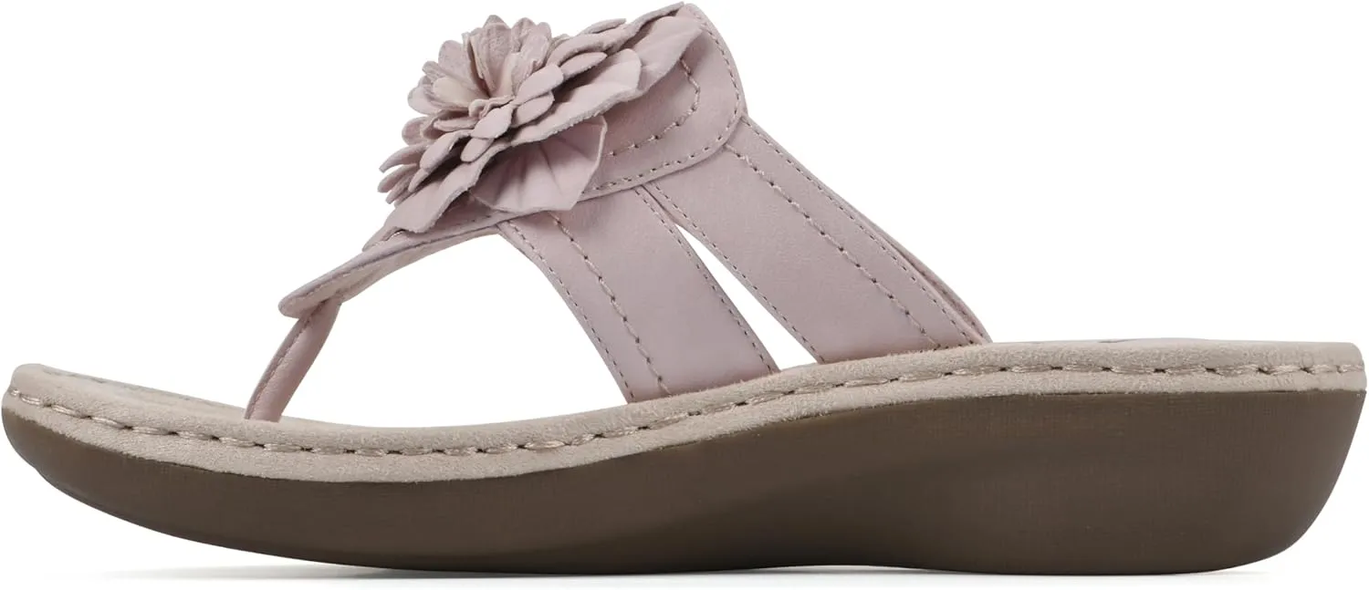CLIFFS BY WHITE MOUNTAIN Women's Cassia Mini Wedge Flower Flip Flop Sandal