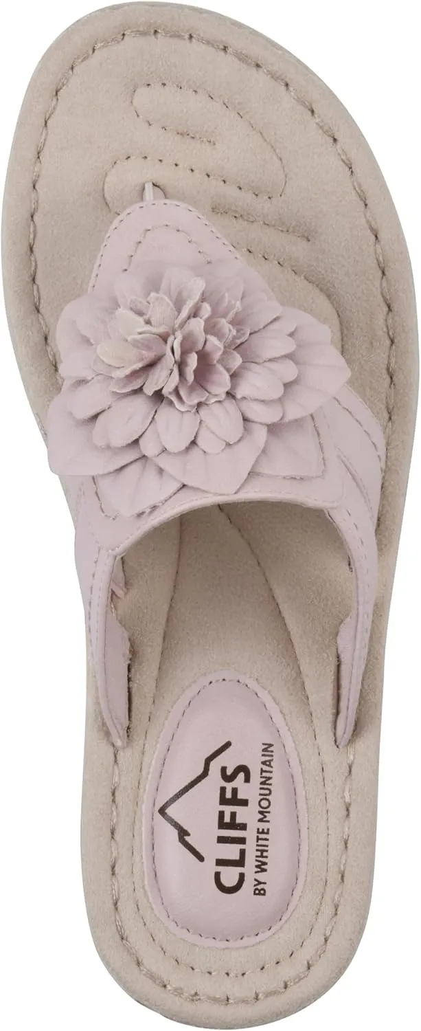 CLIFFS BY WHITE MOUNTAIN Women's Cassia Mini Wedge Flower Flip Flop Sandal
