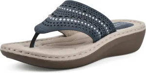CLIFFS BY WHITE MOUNTAIN Women's Comate Rhinestoned Mini Wedge Flip Flop Sandal