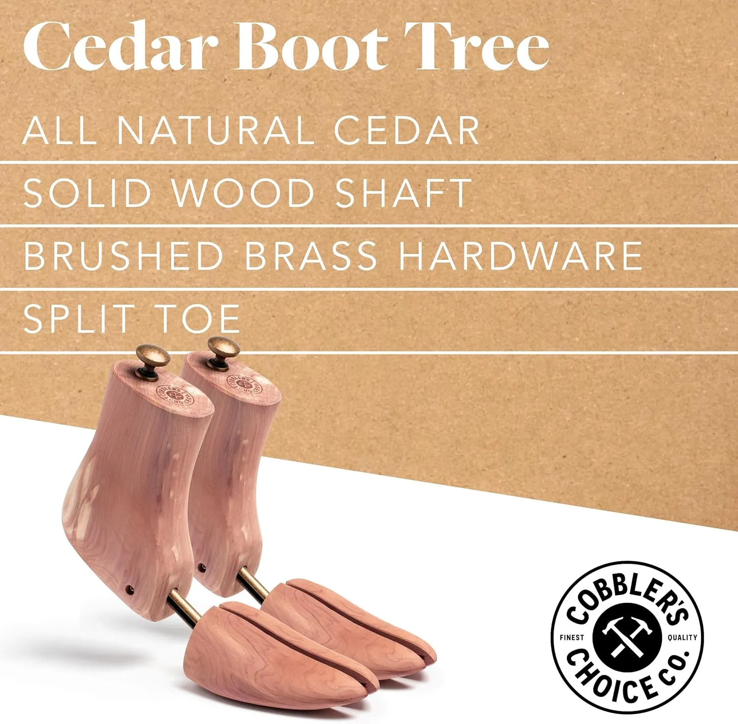 Cobbler's Choice Men's Cedar Boot Tree - All Natural Aromatic Cedar Wood - Premium Construction & Unbeatable Quality