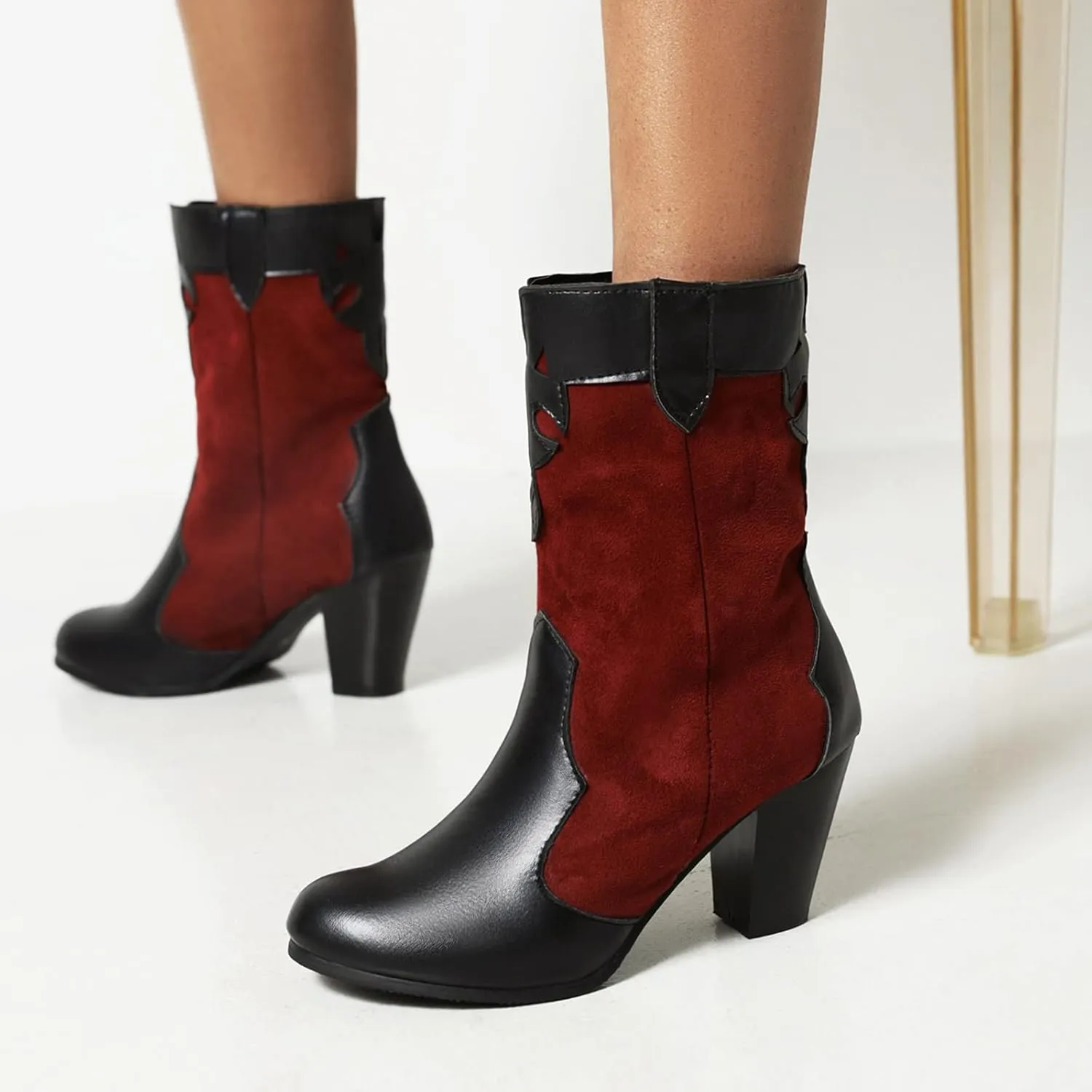 Concise Block Heel Women Ankle High Boot Round Toe