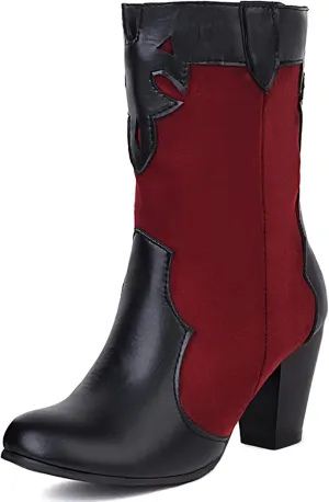 Concise Block Heel Women Ankle High Boot Round Toe