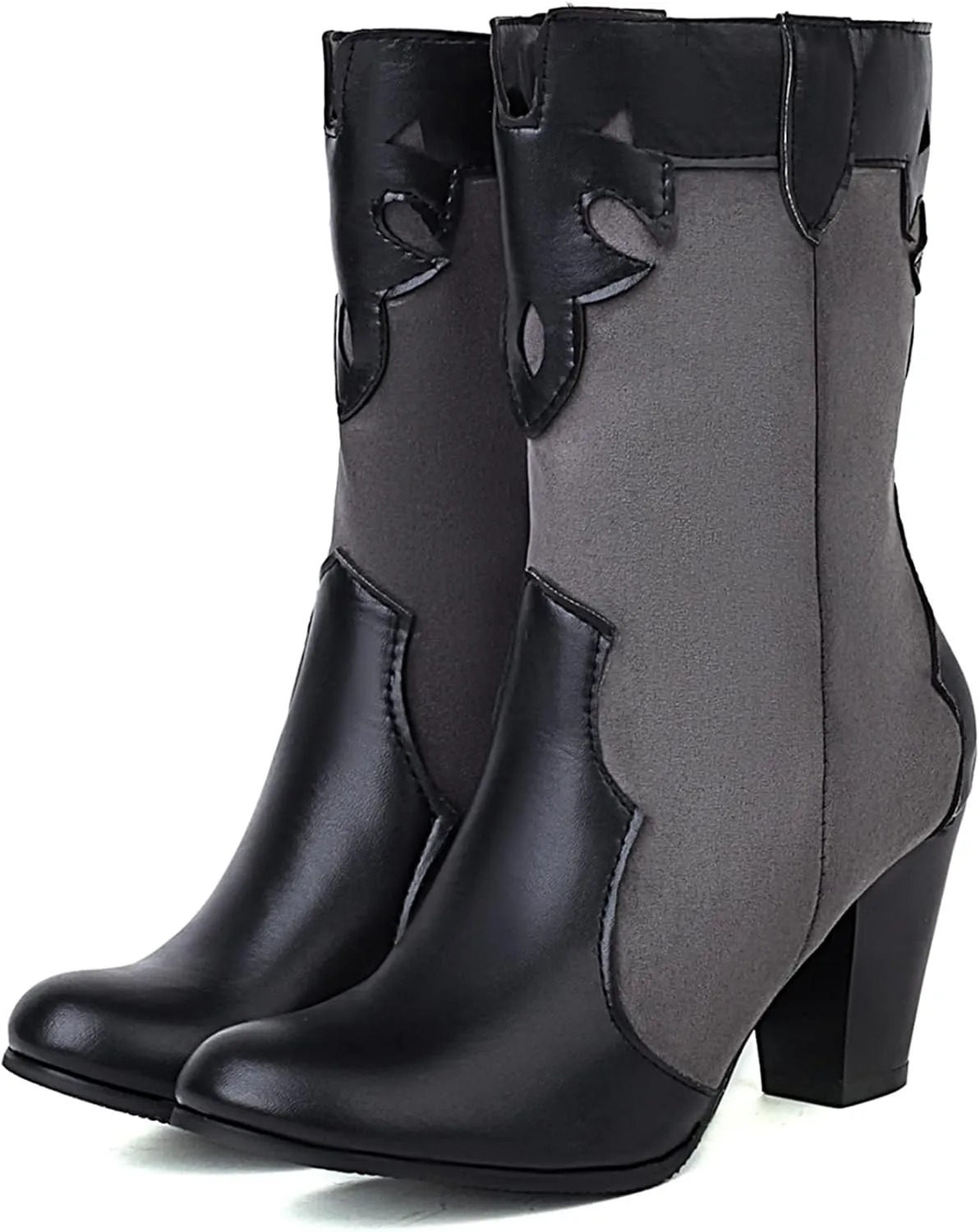 Concise Block Heel Women Ankle High Boot Round Toe
