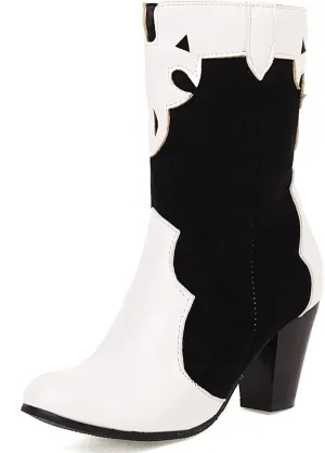Concise Block Heel Women Ankle High Boot Round Toe