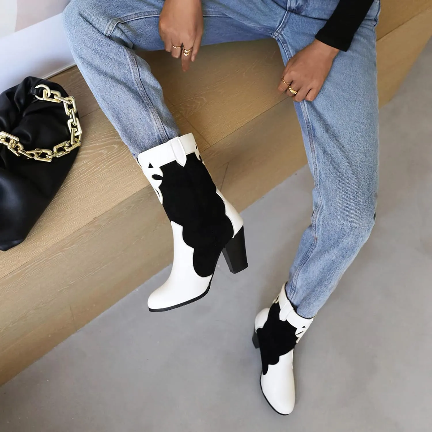 Concise Block Heel Women Ankle High Boot Round Toe