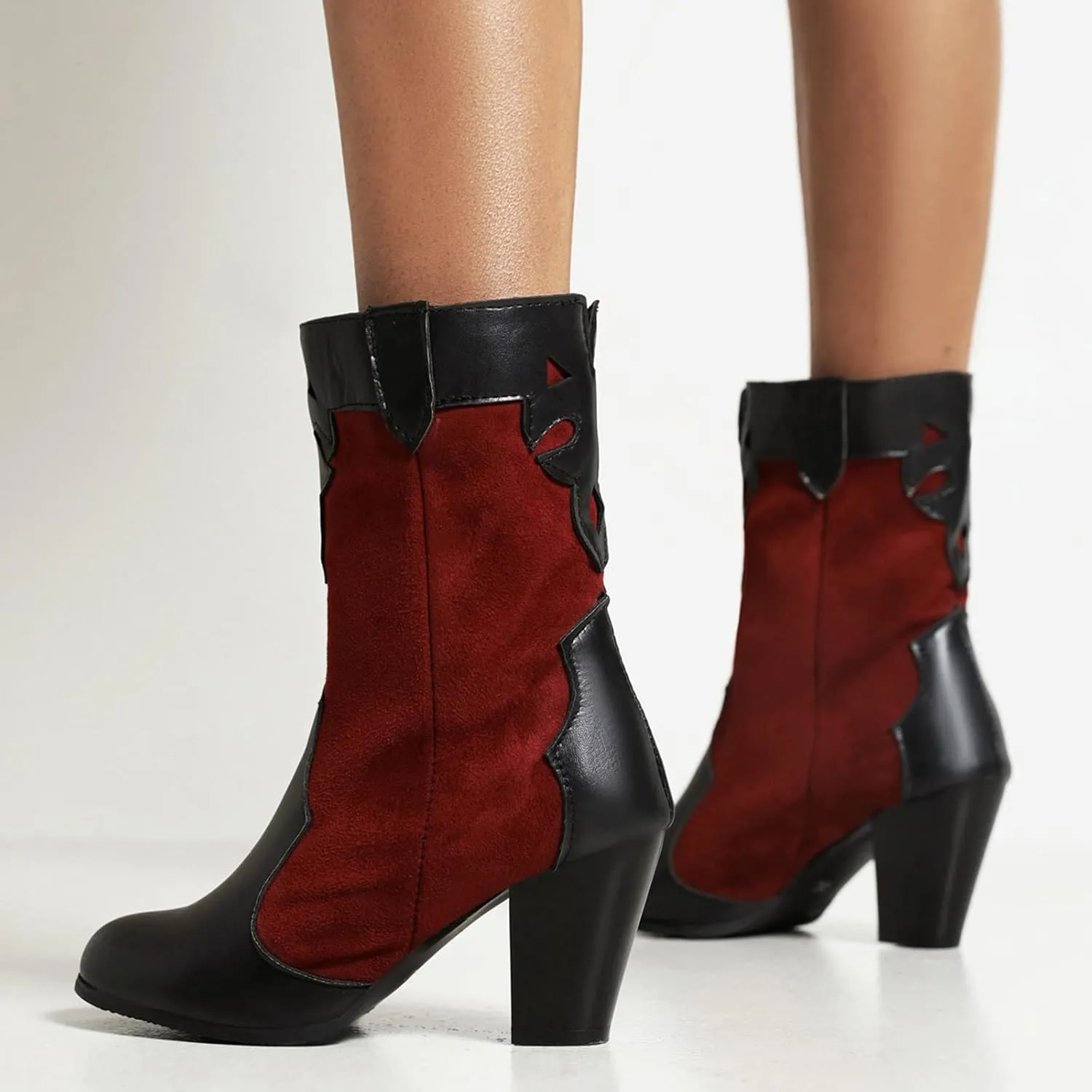 Concise Block Heel Women Ankle High Boot Round Toe