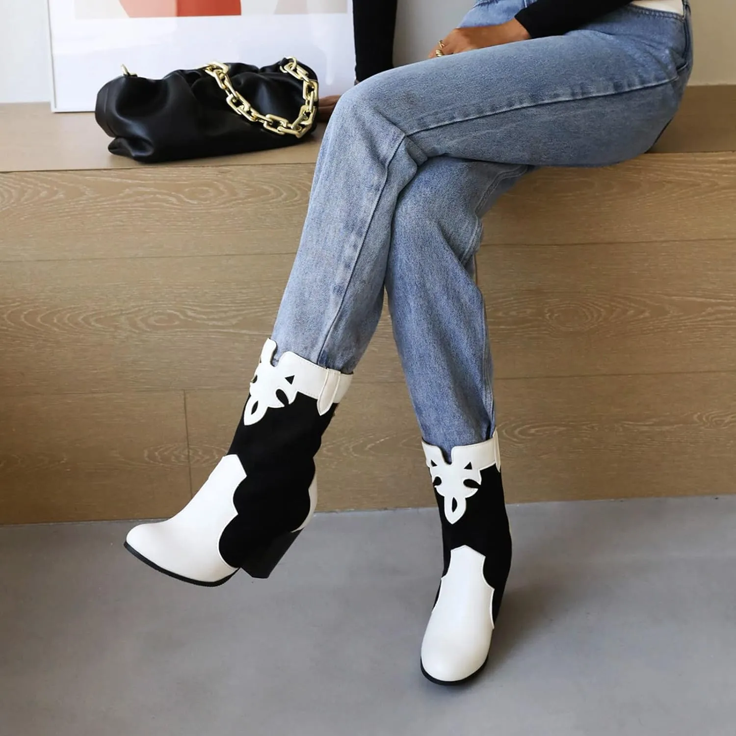 Concise Block Heel Women Ankle High Boot Round Toe