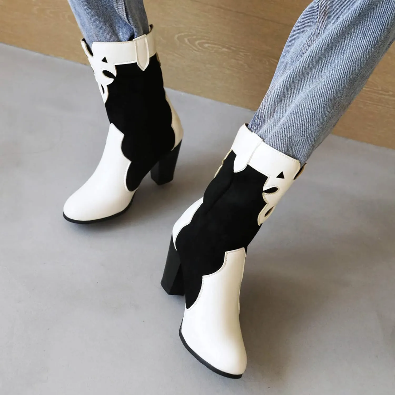 Concise Block Heel Women Ankle High Boot Round Toe