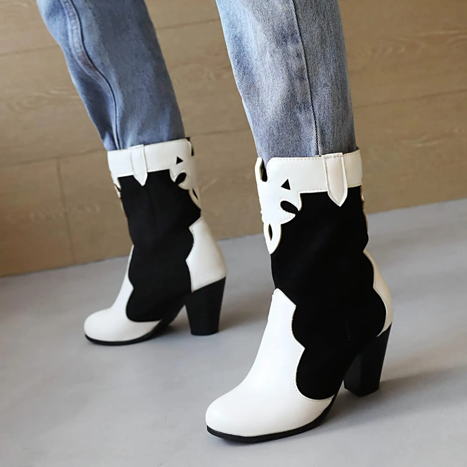 Concise Block Heel Women Ankle High Boot Round Toe