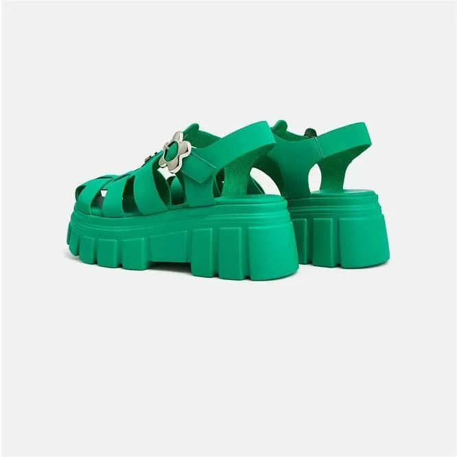 Cool Buckle Cutout Wedge Sandals