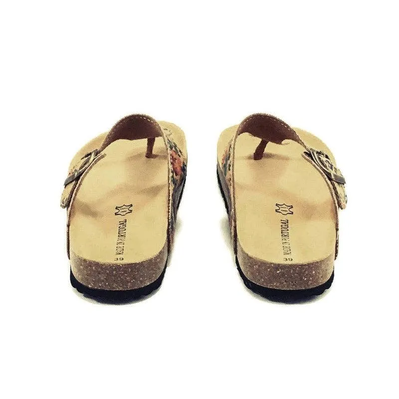 Cork Wedge Sandal Bio with Floral Pattern