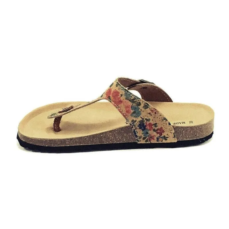 Cork Wedge Sandal Bio with Floral Pattern