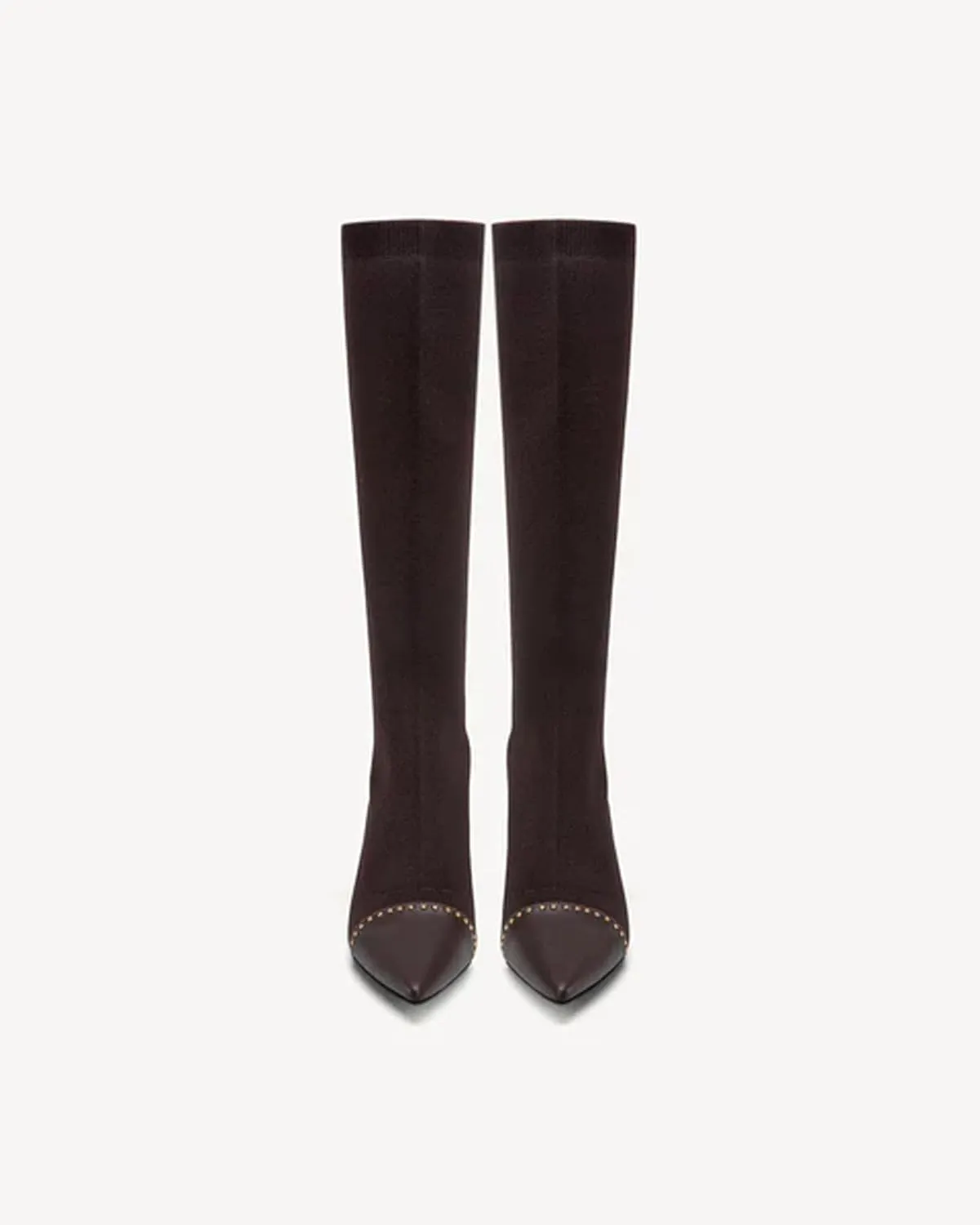 COSY Women's Knit Pointed Toe High Boots, Stretch High Booties for Women, Comfortable Fall Winter Casual Shoes