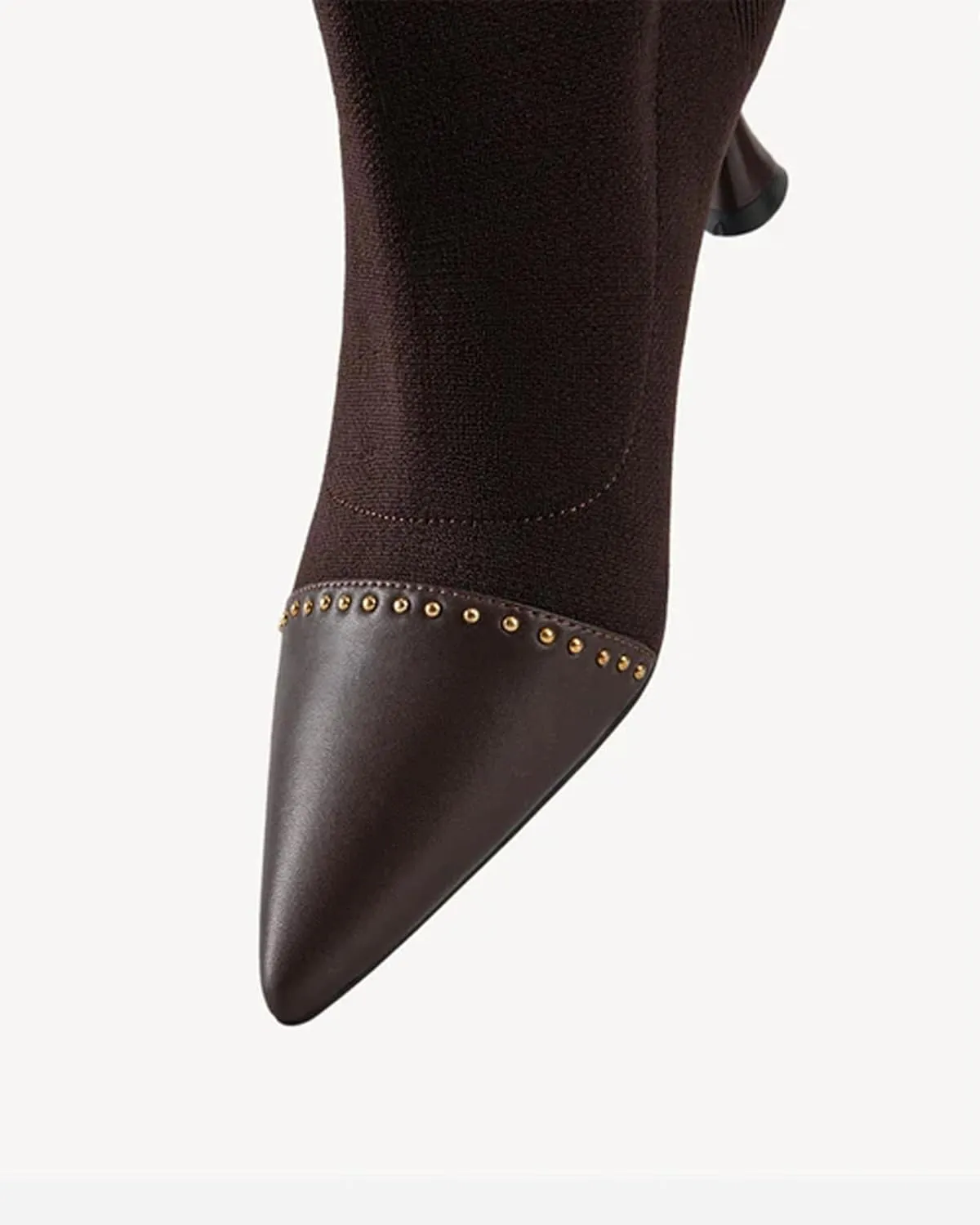 COSY Women's Knit Pointed Toe High Boots, Stretch High Booties for Women, Comfortable Fall Winter Casual Shoes