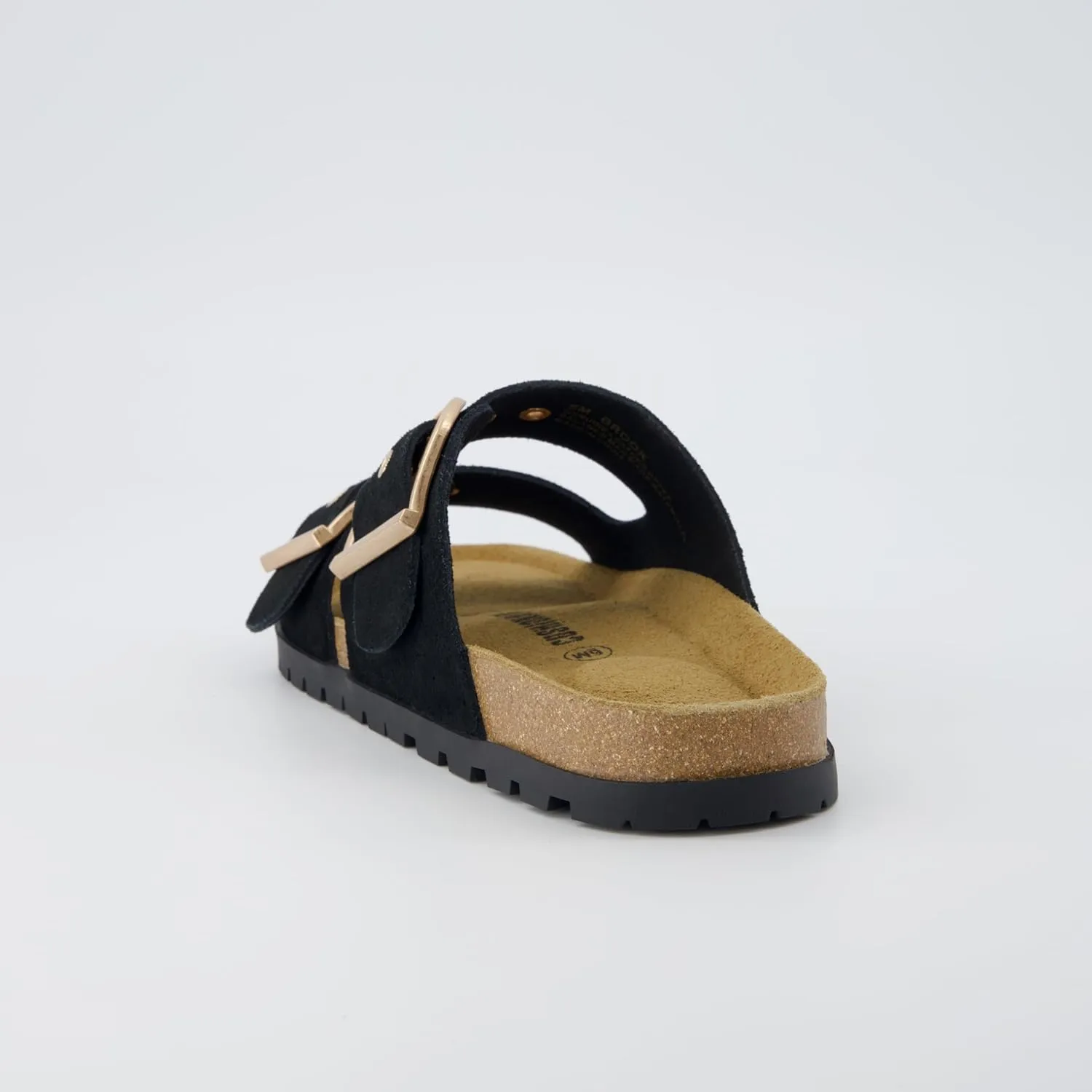 CUSHIONAIRE Brook Women’s Suede Double-Buckle Cork Footbed Slide Sandals with Memory Foam Comfort