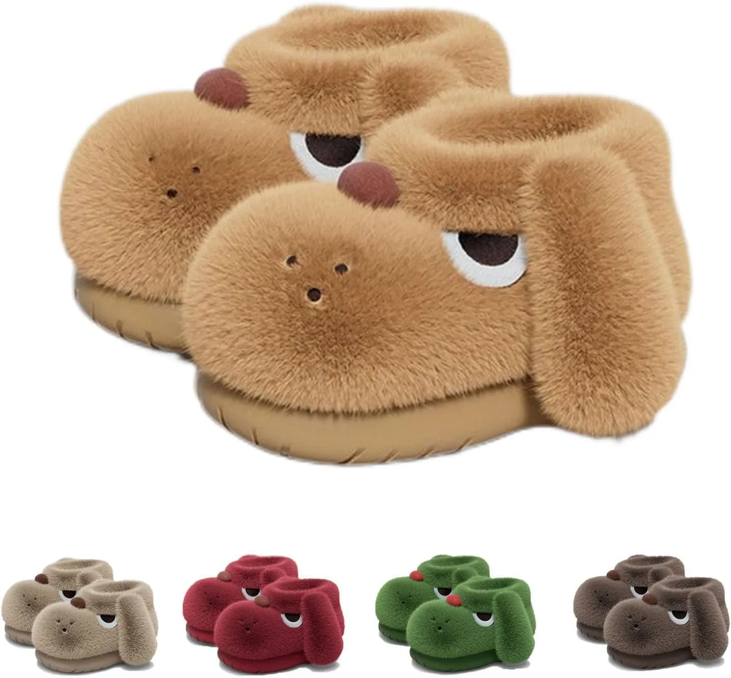 Cute 3D Dog Slippers for Women Men, Fuzzy Cute Animal Dog Slippers Indoor Outdoor Non-Slip Sole Funny House Shoes